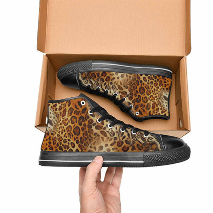 MEN'S Animal Print High Top Canvas Wallpaper Art Custom Shoes