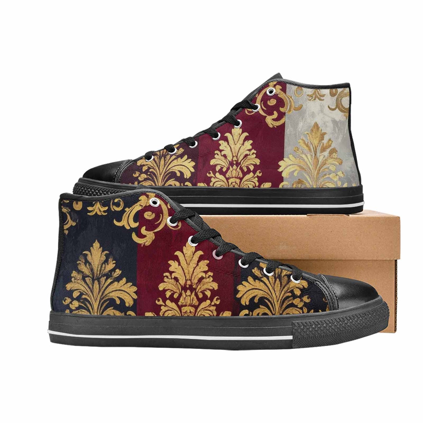 MEN'S Damask Ornamental Wallpaper High Top Canvas Cottagecore Shoes