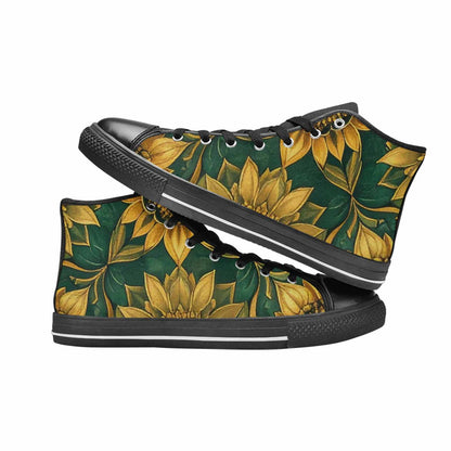 WOMEN'S Sunflower Mandala Kaleidoscope High Top Canvas Dreamcore Custom Sneakers