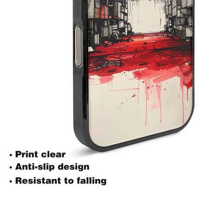 iPhone 16 Pro Max Case — Liminal Space Fragment Black Red Ink, Custom Art Phone Cover