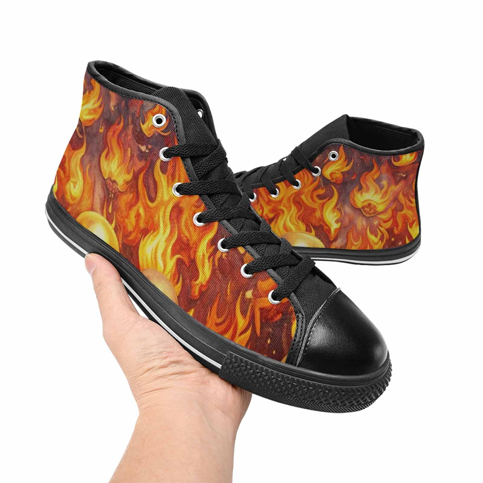 WOMEN'S Skulls - Flaming High Top Canvas Cottagecore Shoes