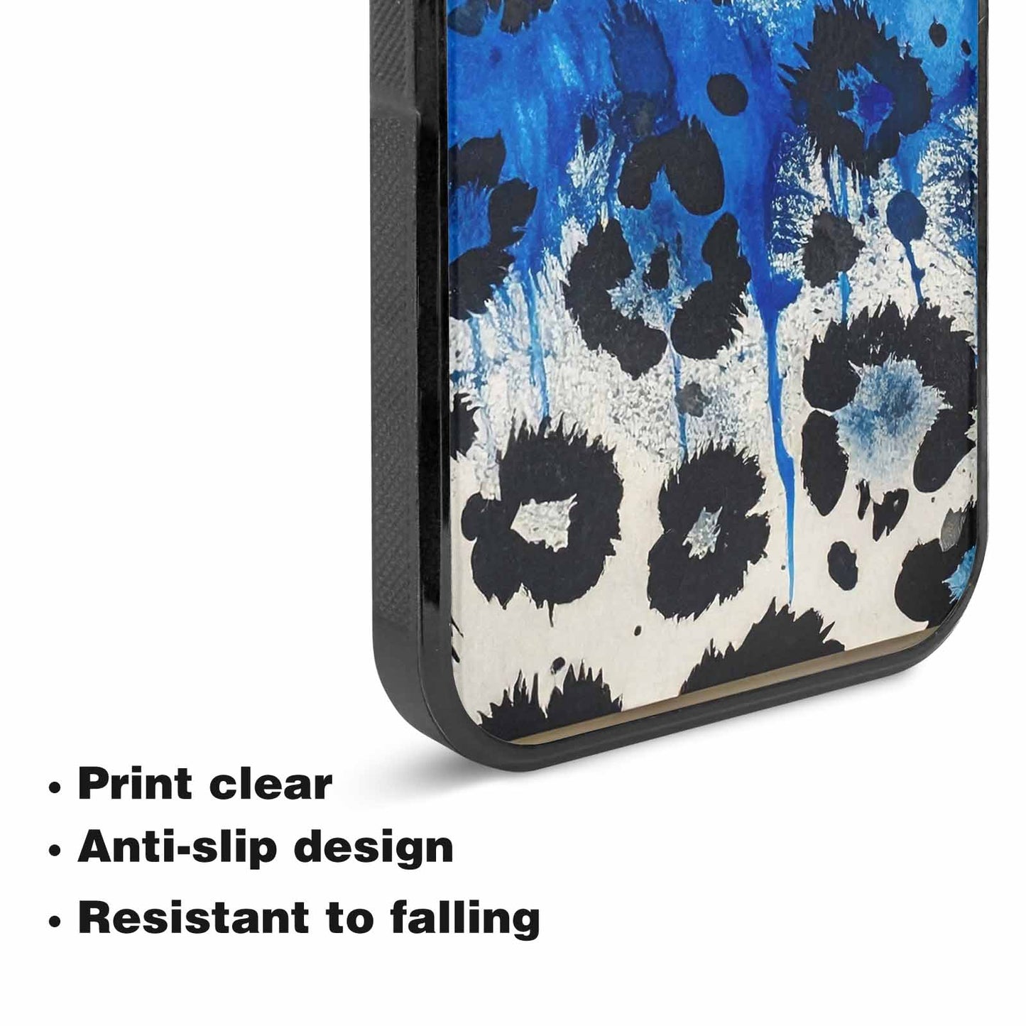iPhone 15 Plus Case — Animal Print Black Blue Ink Animal, Custom Designed Case Cover