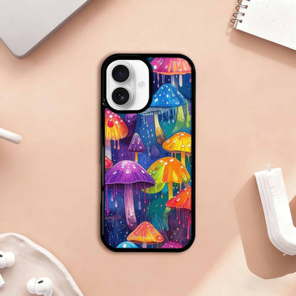 iPhone 17 Case — Rainbow Drip Mushrooms Original Art, Customized Protective Case
