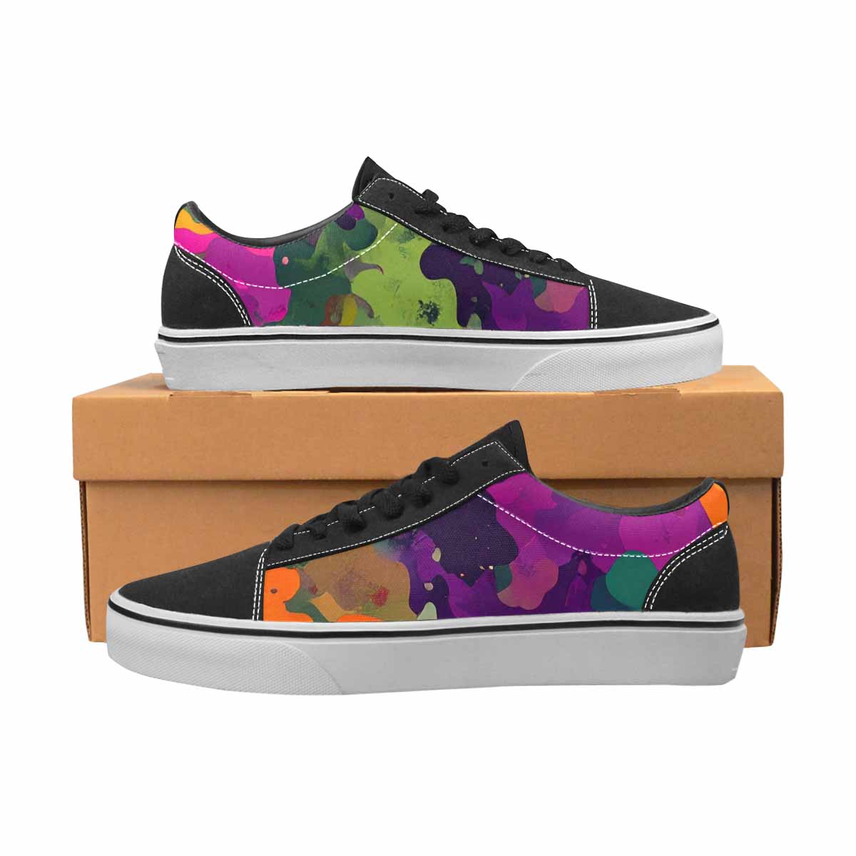 MEN'S Military Camouflage Blotch Canvas Lace-Up Vibrant Chaos Sneakers