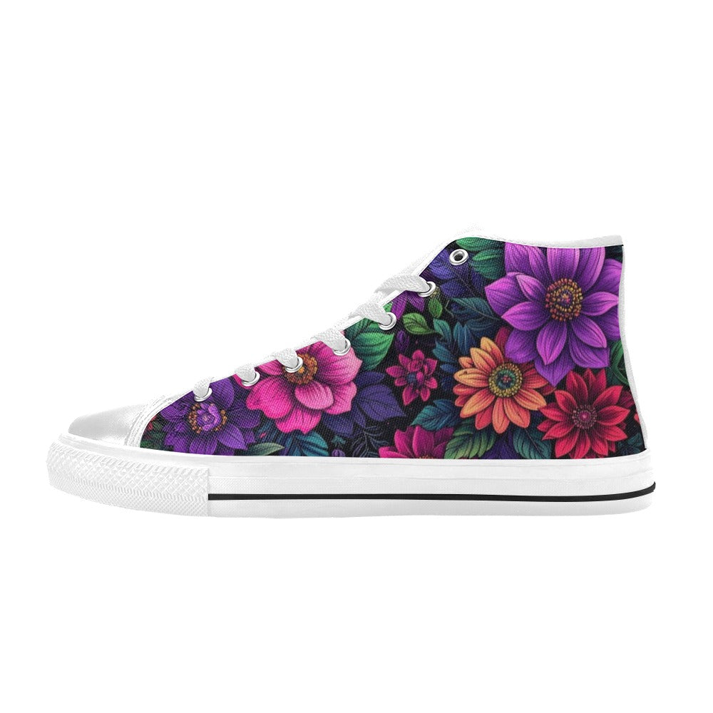 KIDS' Trippy Floral Chaos High Top Canvas Cottagecore Shoes