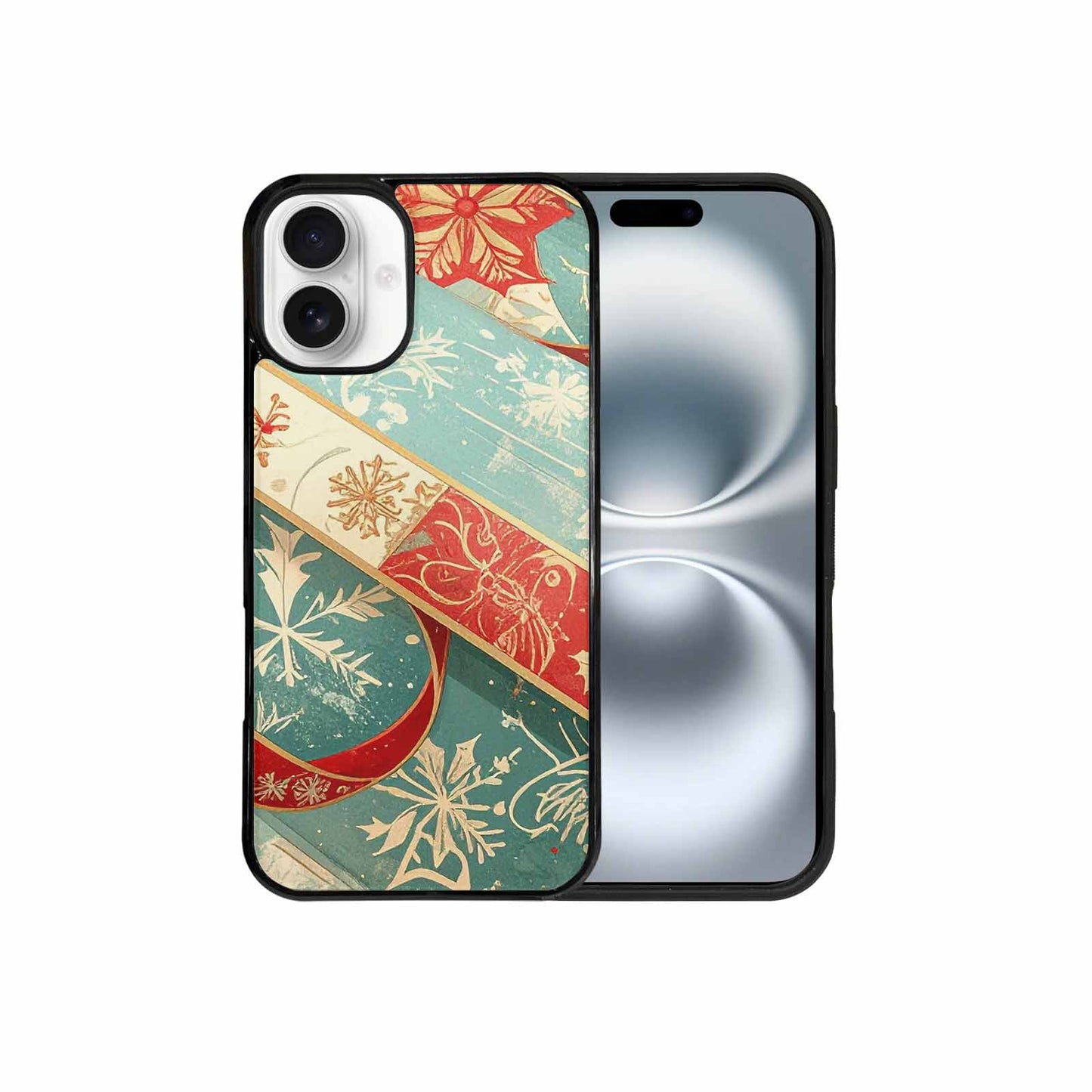 iPhone 16 Plus Case — Christmas Wrapping Paper Pattern Art Wallpaper, Custom Print Case Cover