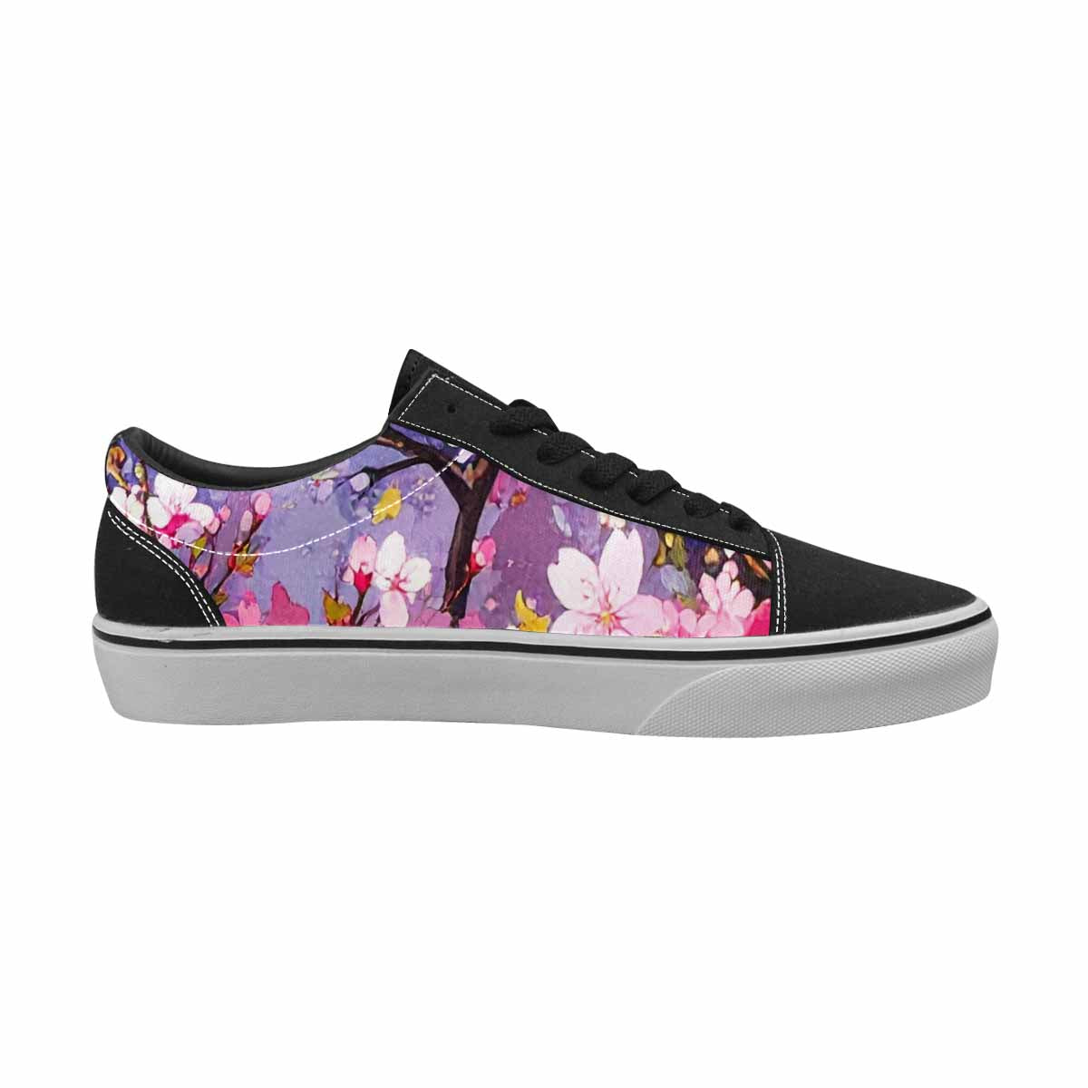 WOMEN'S Cherry Blossom Branch Cherry Lace-Up Canvas Dark Academia Custom Sneakers