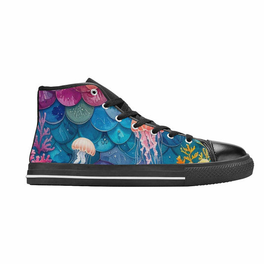 WOMEN'S Fish Scale Coral High Top Canvas Cottagecore Shoes