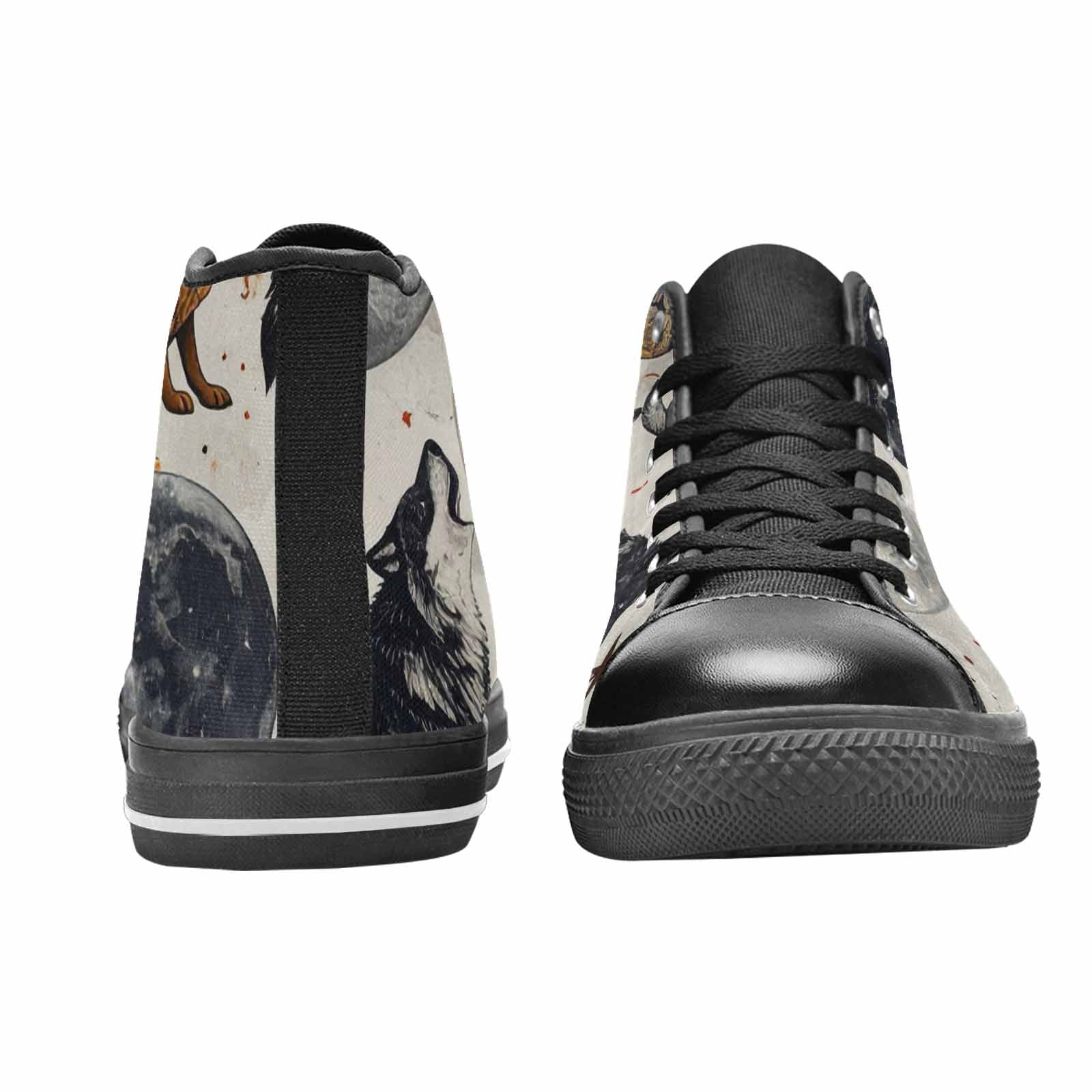 MEN'S Wolf Silhouette Moon High Top Canvas Vivid Custom Sneakers