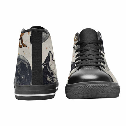 MEN'S Wolf Silhouette Moon High Top Canvas Vivid Custom Sneakers