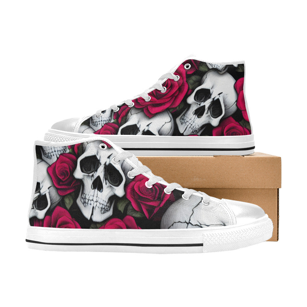 MEN'S Cc Skulls & Roses High Top Canvas Wallpaper Art Sneakers