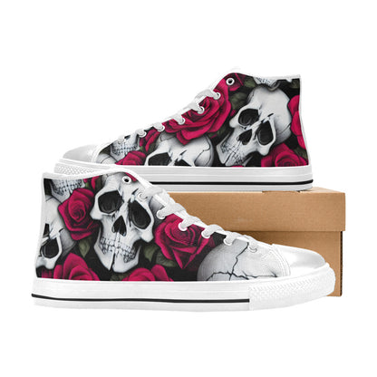 MEN'S Cc Skulls & Roses High Top Canvas Wallpaper Art Sneakers