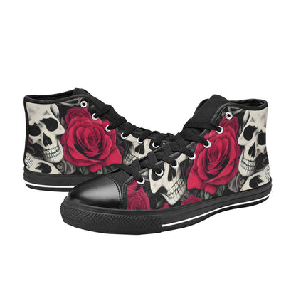 MEN'S Cc Skulls Roses 2 High Top Canvas Vibrant Chaos Custom Shoes