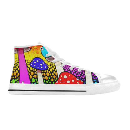 WOMEN'S Colorful Mushrooms Art Vibes High Top Canvas Dreamcore Sneakers