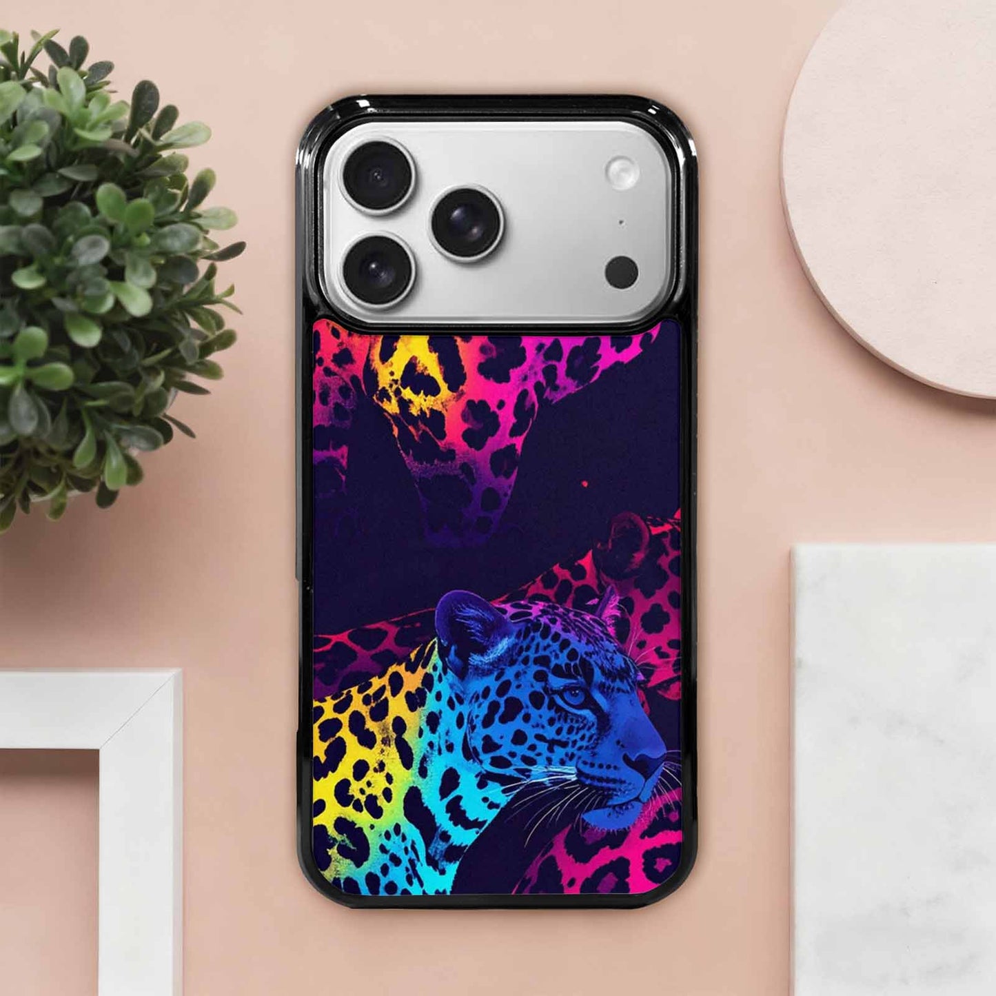 iPhone 17 Pro Max Case — Leopard Print Neon Seamless Animal Print, Custom Print Case Cover