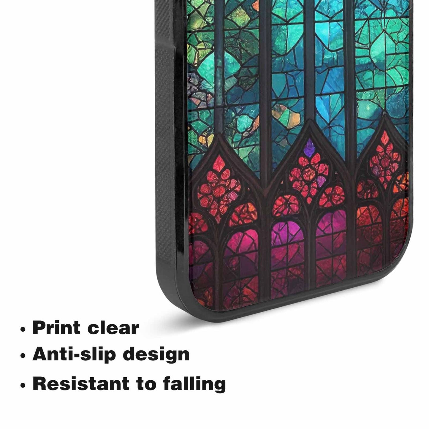 iPhone 15 Plus Case — Stained Glass Cathedral Custom, Unique Phone Case Design