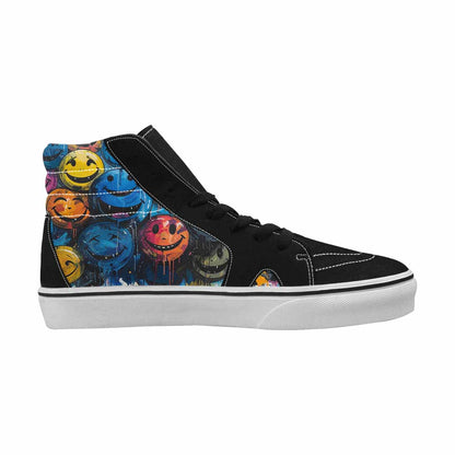 MEN'S Melting Moon Smiley High Top Canvas Wallpaper Art Sneakers