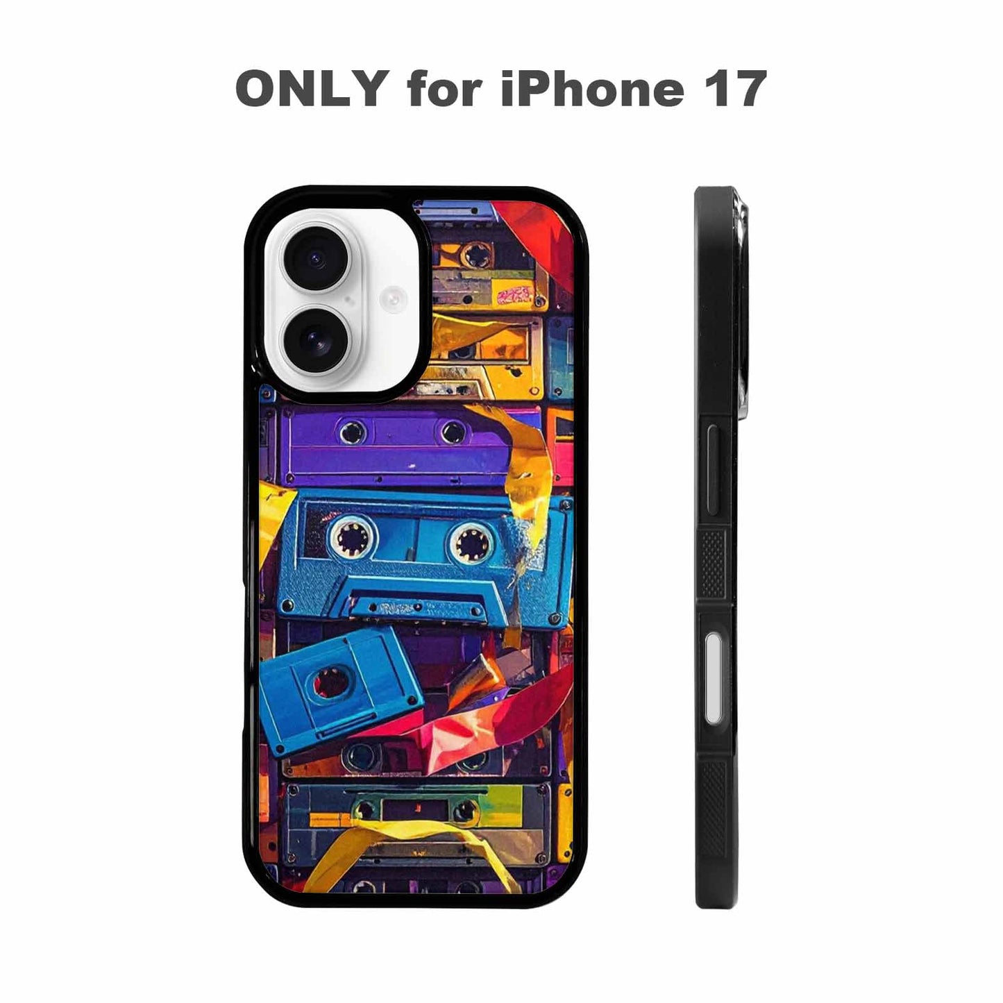 iPhone 17 Case — Retro Cassette Tape Pattern Retro Vintage, Custom Phone Case