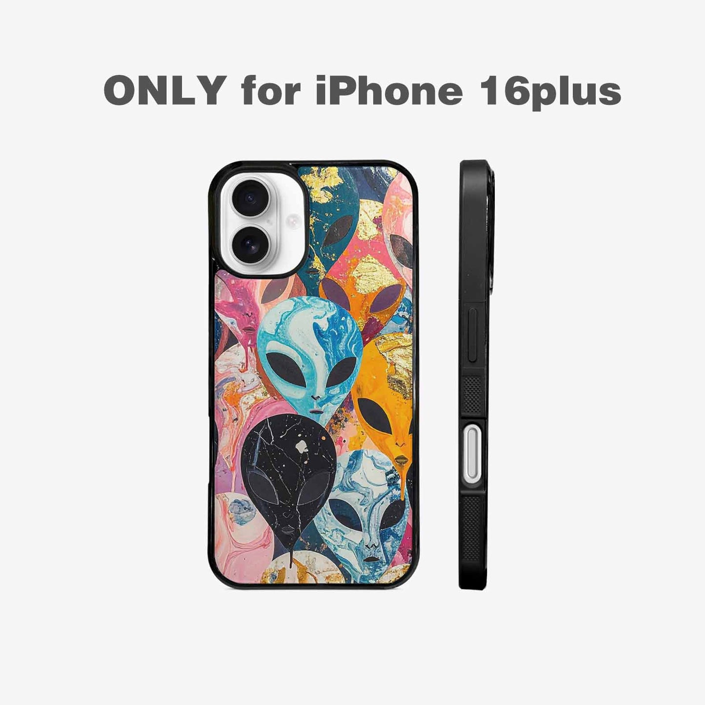 iPhone 16 Plus Case — Aliens Marblealiens Pattern Doe, Original Design Phone Case