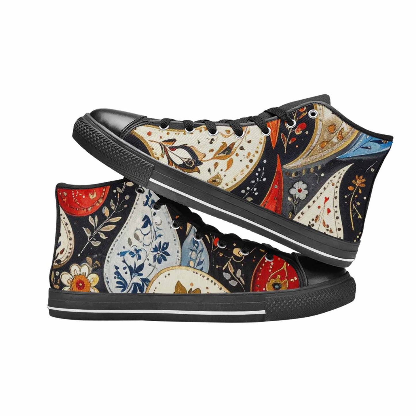 MEN'S Paisley Bandana High Top Canvas Grunge Custom Sneakers