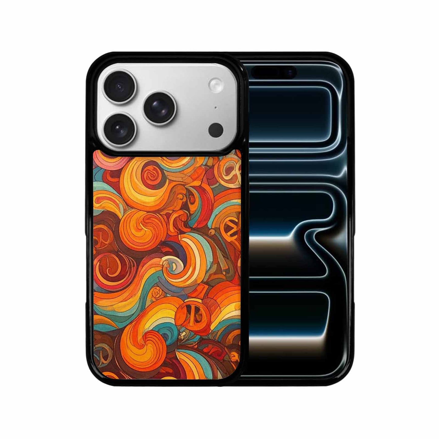 iPhone 17 Pro Case — Small Groovy Peace Sign Swirl Original, Custom Art Phone Cover