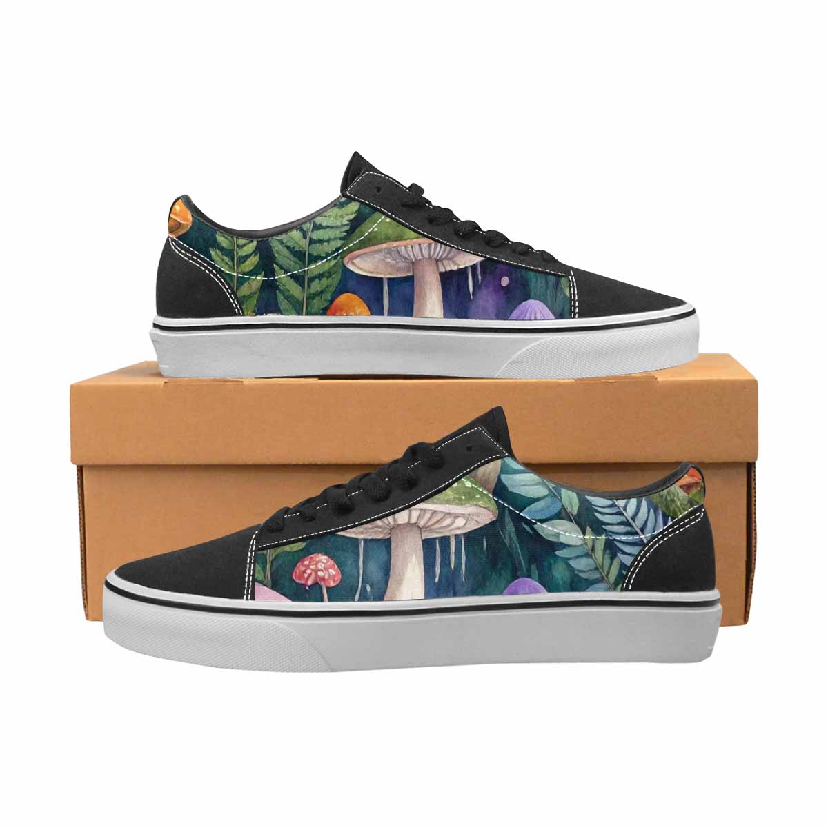 WOMEN'S Mushrooms  Botanical Mushrooms Lace-Up Canvas Dreamcore Custom Shoes