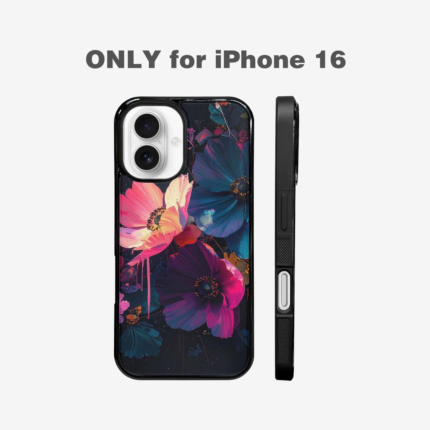iPhone 16 Case — Shadowy Glitch Floral Pattern Hundreds Of, Custom Art Phone Cover