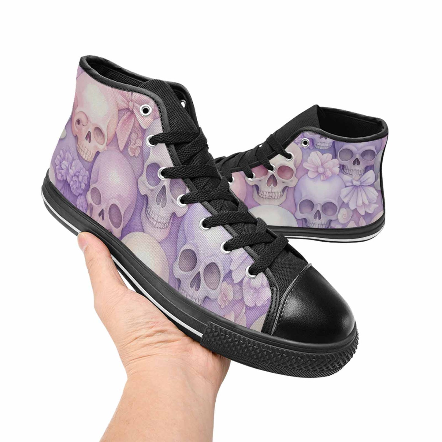 MEN'S Skulls - Pastel High Top Canvas Grunge Custom Sneakers