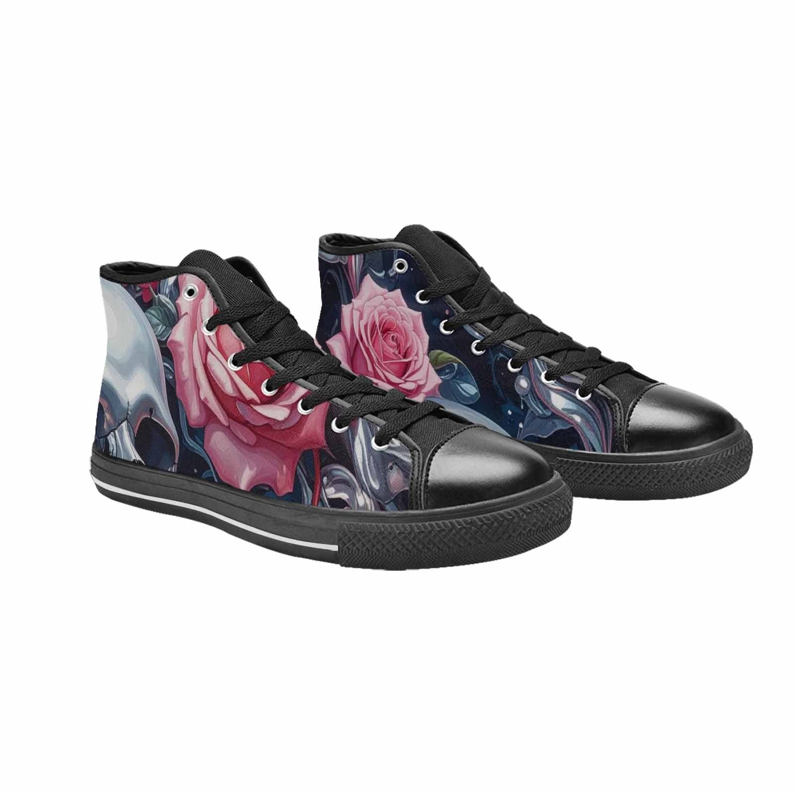 WOMEN'S Skulls Roses Chrome Airbrush High Top Canvas Y2K Custom Shoes