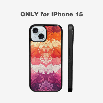 iPhone 15 Case — Lesbian Flag Color Theme Small Rainbow, Unique Phone Case Design