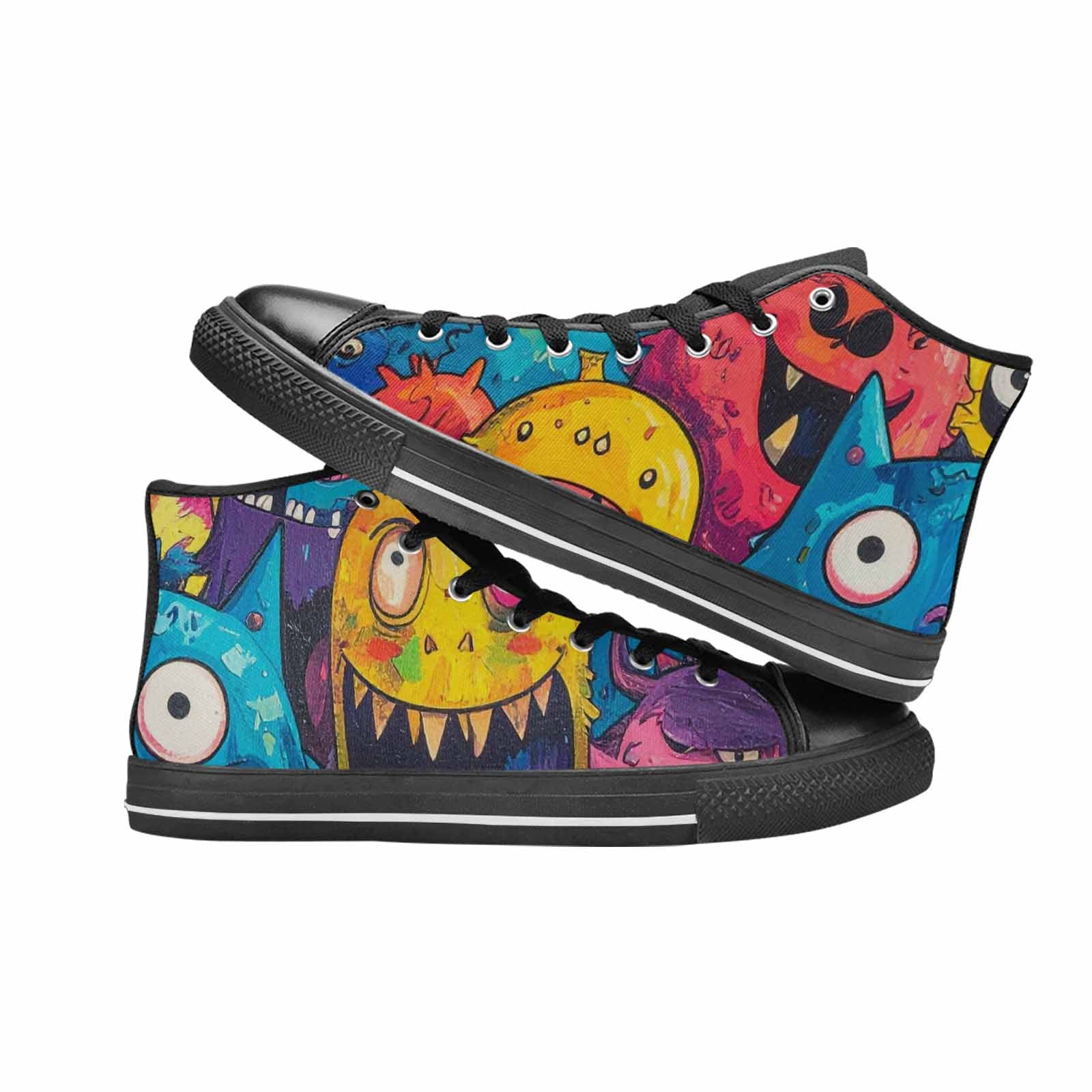 WOMEN'S Goofy Cartoon Monster High Top Canvas Dark Academia Custom Shoes