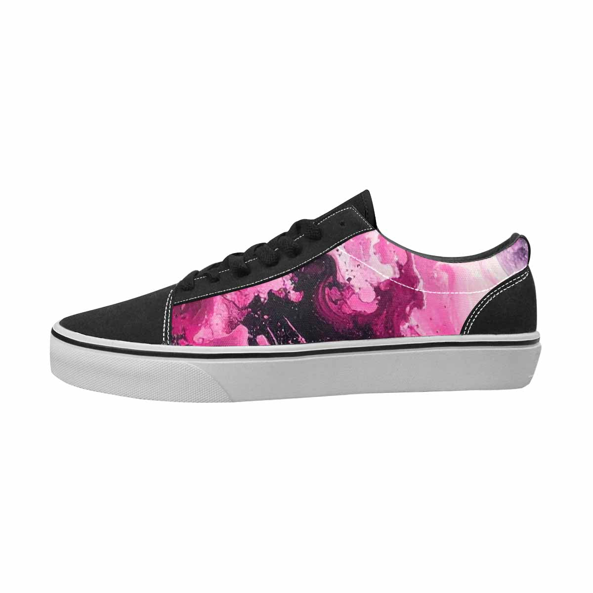 WOMEN'S Galaxy Art Black & Pink Ink Canvas Original Design Cottagecore Limited Edition Sneakers