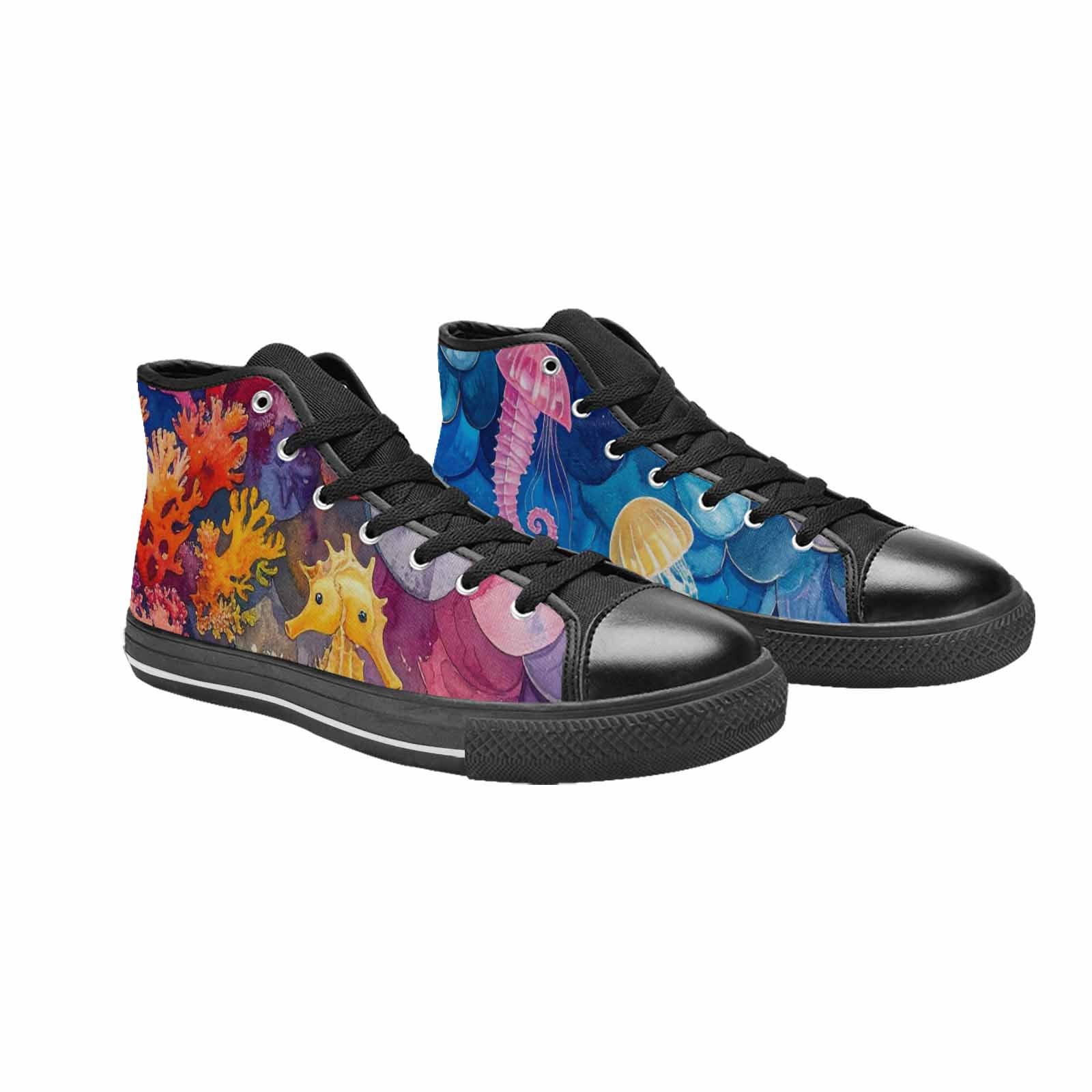 MEN'S Fish Scale Coral High Top Canvas Neon Fantasy Shoes