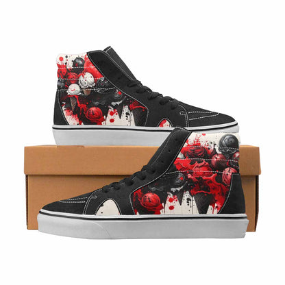 WOMEN'S Ice Cream Black & Red Ink High Top Canvas Unique Print Grunge Limited Edition Sneakers