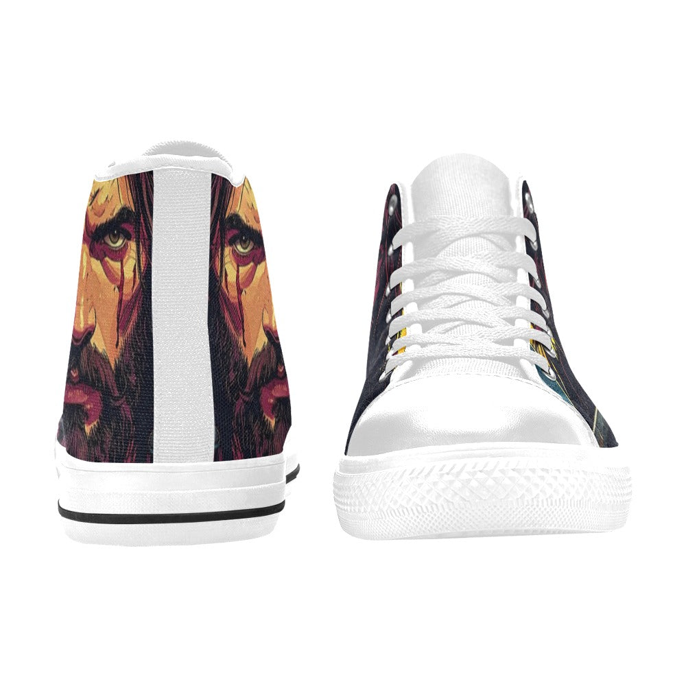 WOMEN'S Jesus_Ht_11 High Top Canvas Grunge Custom Sneakers