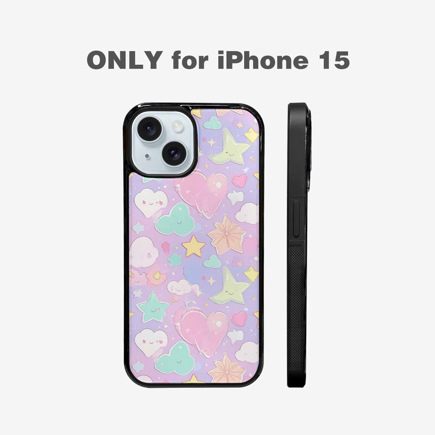 iPhone 15 Case — Cute Kawaii Style Generic Icons Stars, Original Design Phone Case