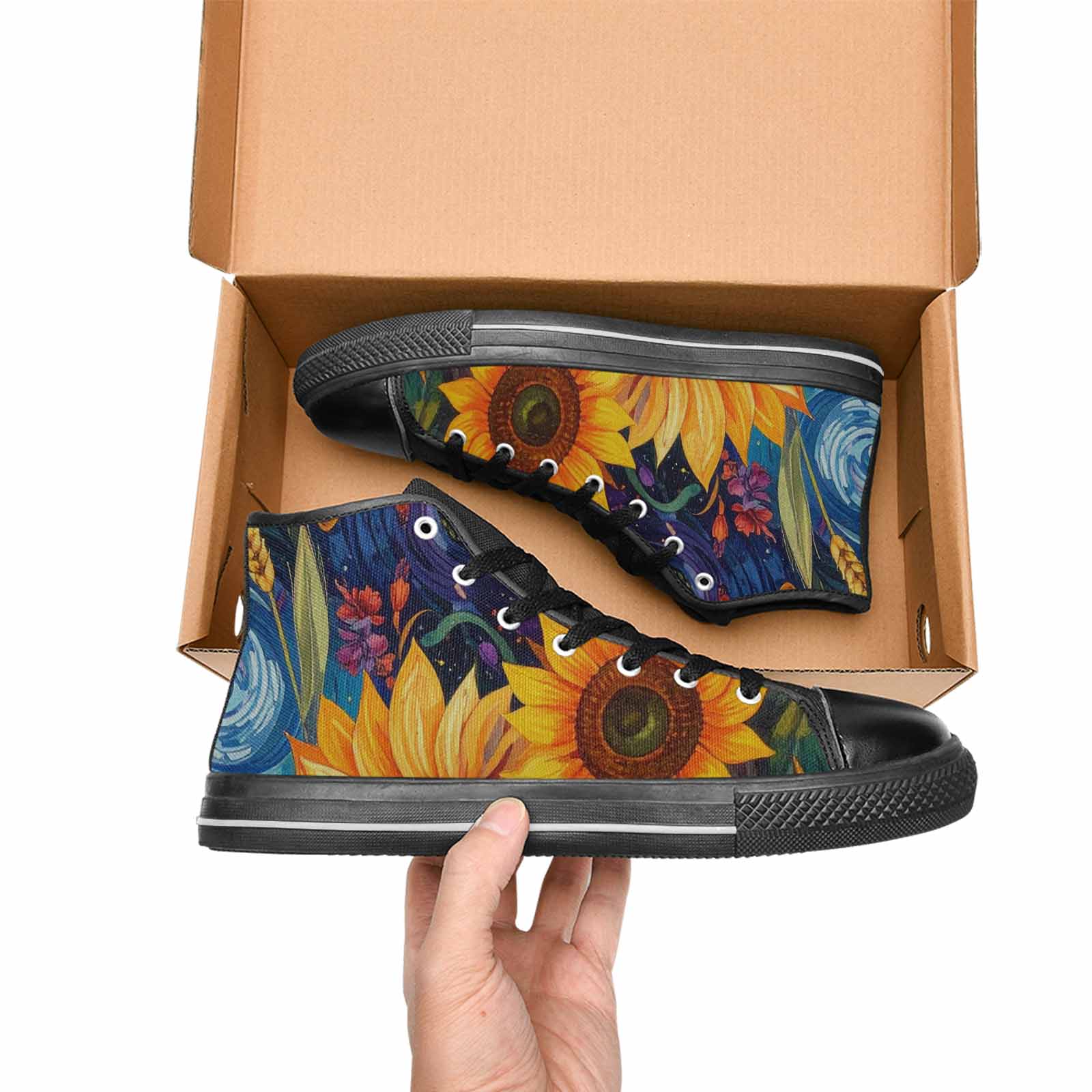 WOMEN'S Blend All Versions High Top Canvas Wallpaper Art Sneakers