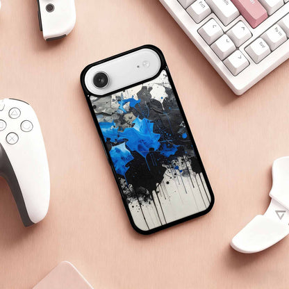 iPhone 17 Air Case — Black Blue Ink Camo Patches Camo, Custom Print Case Cover