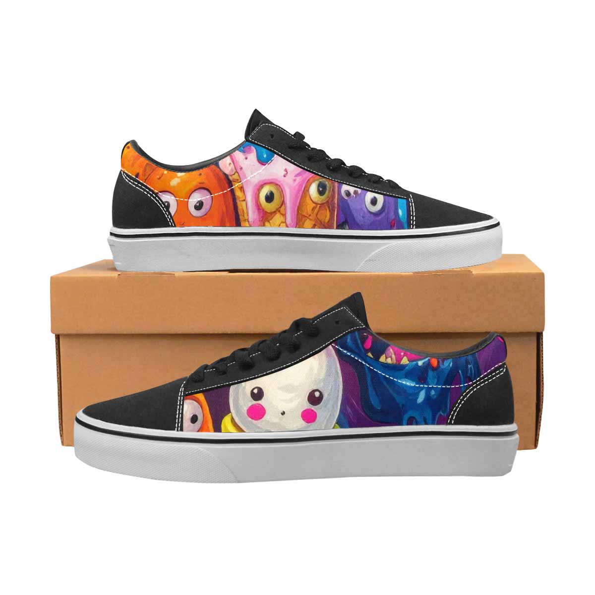 WOMEN'S Melting Ice Cream Monster Lace-Up Canvas Aesthetic Custom Shoes