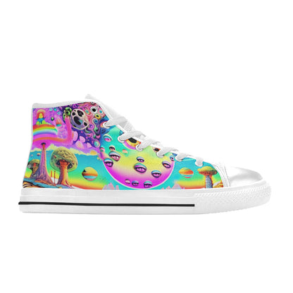 MEN'S Trippy Acid World Art High Top Canvas Vibrant Chaos Sneakers