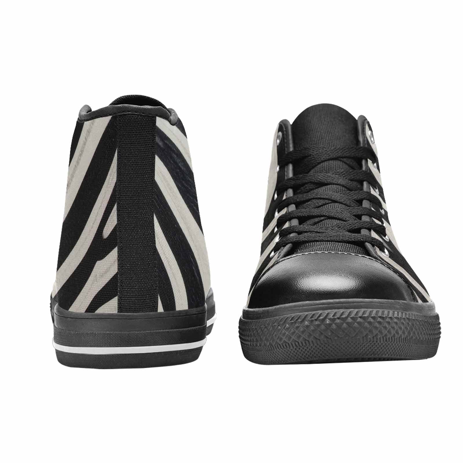 WOMEN'S Modern Zebra Stripe Solid High Top Canvas Aesthetic Custom Sneakers