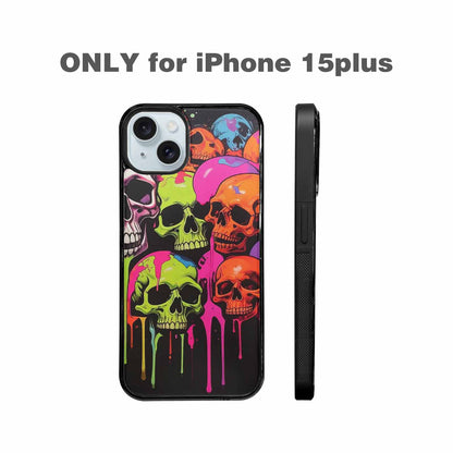 iPhone 15 Plus Case — Vibrant Camo 1000\'s Of Skeletons Neon, Custom Made Phone Cover