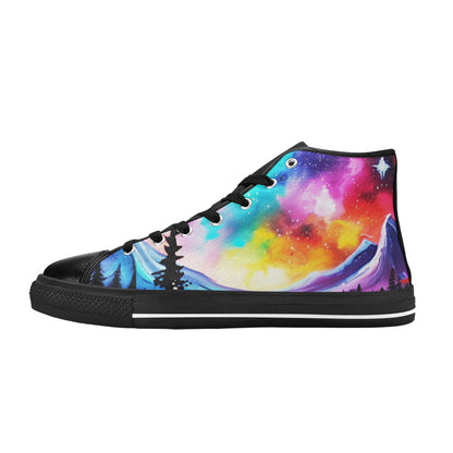 WOMEN'S Acrylic Colorful Galaxy Art High Top Canvas Wallpaper Art Custom Shoes