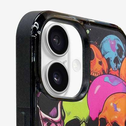 iPhone 16 Plus Case — Vibrant Camo 1000\'s Of Skeletons Neon, Unique Phone Case Design