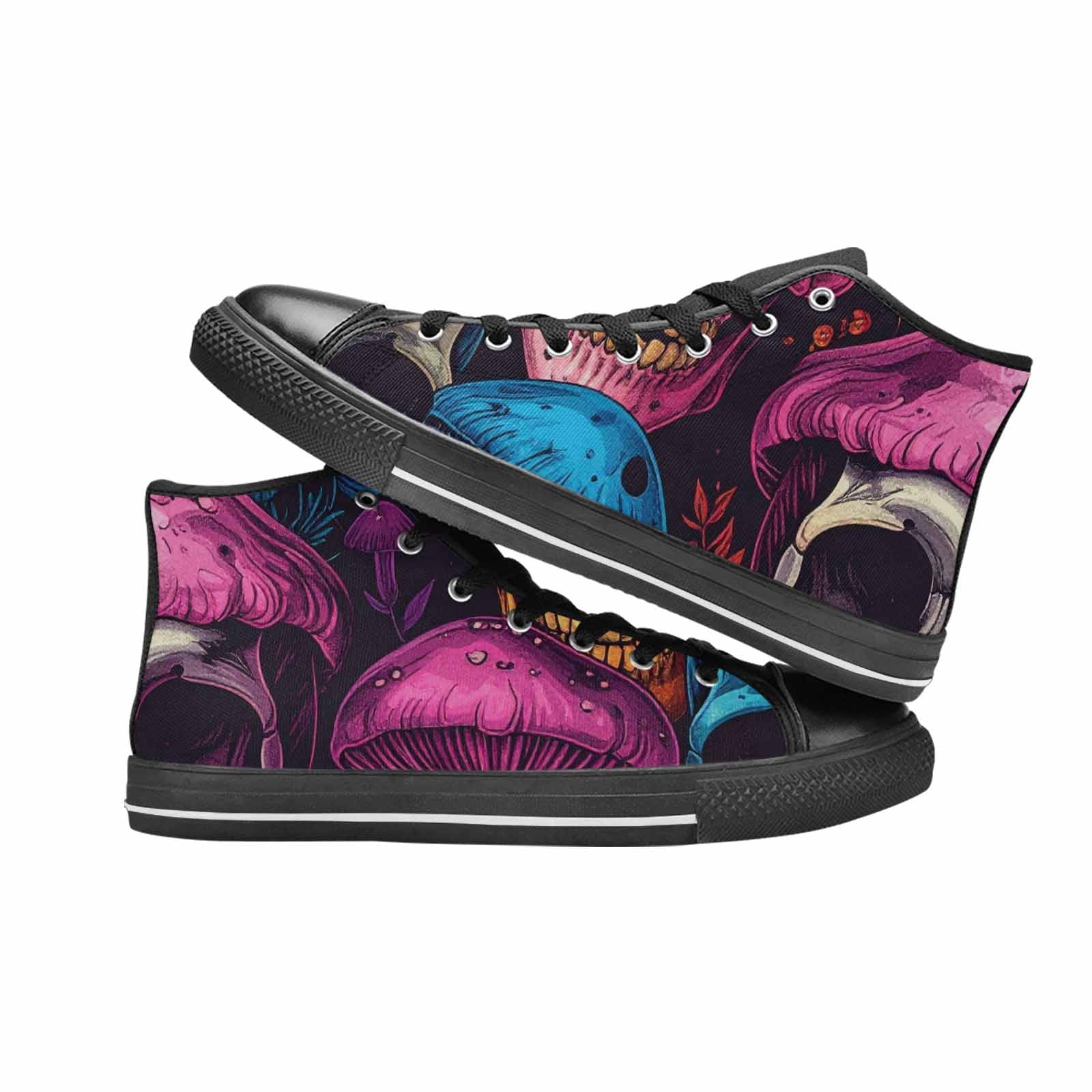 MEN'S Mushroom Skull High Top Canvas Surreal Custom Sneakers
