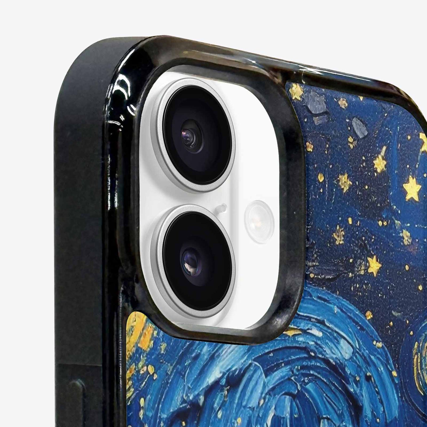 iPhone 16 Plus Case — Swirling Deep Blue Night Sky Filled, Custom Printed Phone Case