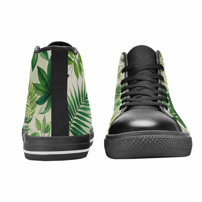 MEN'S Seven-Point Palmate Leaf High Top Canvas Vibrant Chaos Sneakers