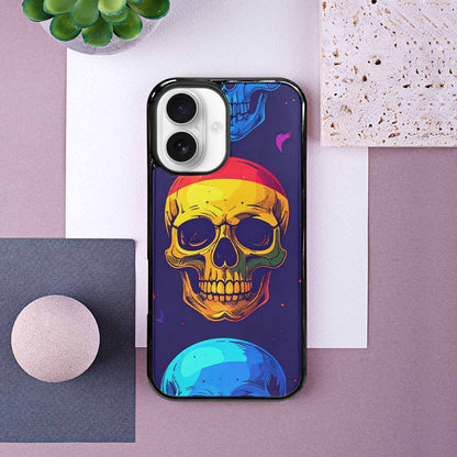 iPhone 16 Case — Pride Flag Skulls Seamless Pattern Vibrant, Custom Phone Case