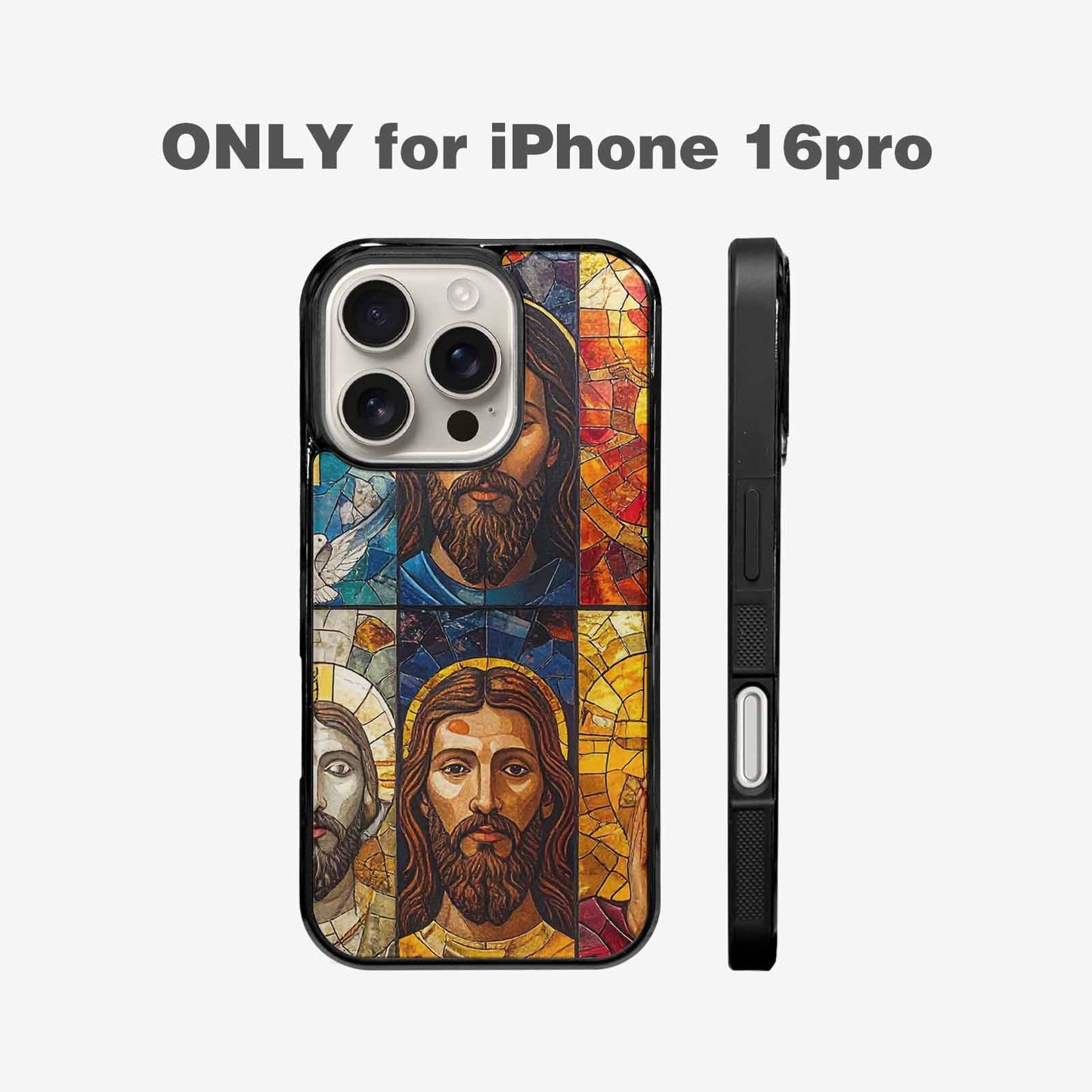 iPhone 16 Pro Case — Jesus Face Small Cross And Faith, Custom Print Case Cover