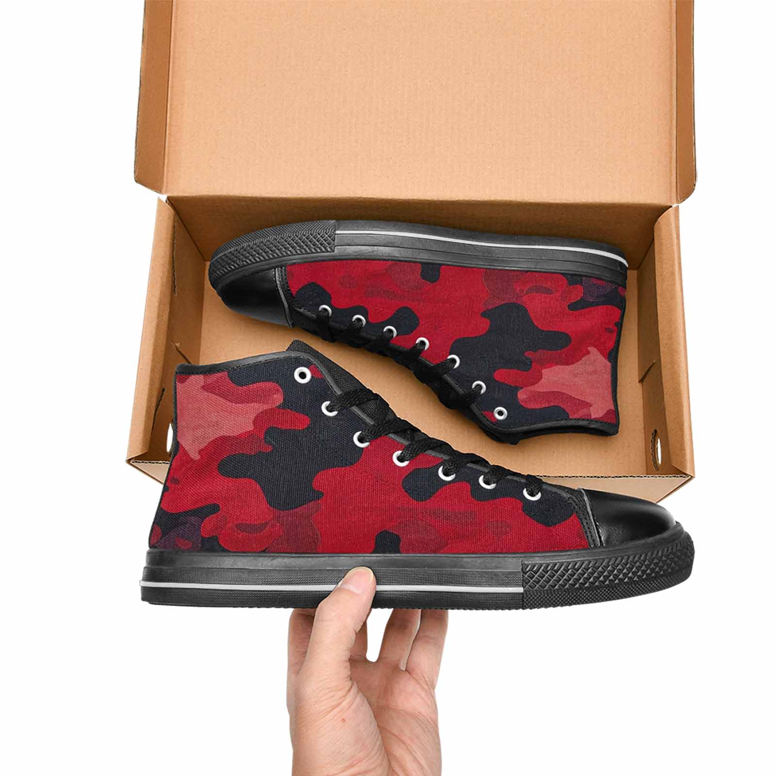 MEN'S Tactical Camo Red Black High Top Canvas Aesthetic Shoes